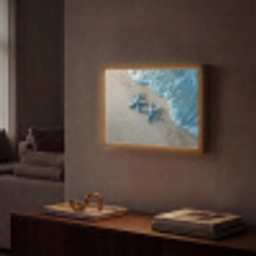Zeesterren - Zand - Zee - Blauw Light Box met batterij (Wandlamp) middel -sfeer1