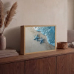 Zeesterren - Zand - Zee - Blauw Light Box met batterij (Wandlamp) middel -sfeer2
