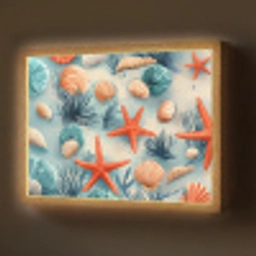 Zeesterren - Schelpen - Illustratie - Zand Light Box met batterij (Wandlamp) middel -z3d_website