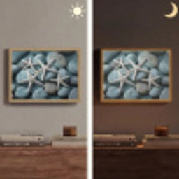 Zeesterren - Stenen - Wit Light Box met batterij (Wandlamp) middel -sfeer3