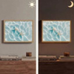 Zeesterren - Golvend water - Rustgevend Light Box met batterij (Wandlamp) middel -sfeer3