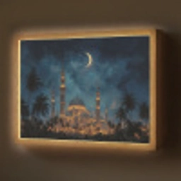 Sterrenhemel - Maan - Palmbomen - Moskee Light Box met batterij (Wandlamp) middel -z3d_website