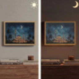 Sterrenhemel - Maan - Palmbomen - Moskee Light Box met batterij (Wandlamp) middel -sfeer3