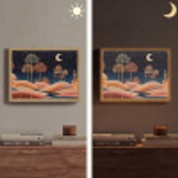 Sterrenhemel - Palmen - Rivier Light Box met batterij (Wandlamp) middel -sfeer3