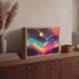 Sterren - Bergen - Kleurrijk Light Box met batterij (Wandlamp) middel -sfeer2