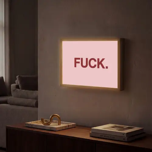 Statement - Krachtig - Roze Light Box met batterij (Wandlamp) middel -sfeer1