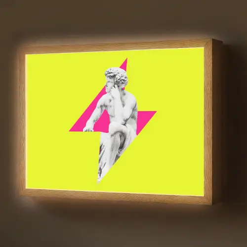 Beeld - Man - Bliksemschicht - Geel Light Box met batterij (Wandlamp) middel -z3d_website