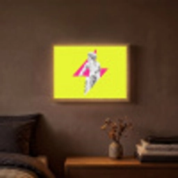 Beeld - Man - Bliksemschicht - Geel Light Box met batterij (Wandlamp) middel -sfeer4