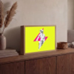 Beeld - Man - Bliksemschicht - Geel Light Box met batterij (Wandlamp) middel -sfeer2