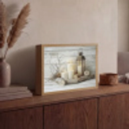 Stilleven - Wit - Kaarsen - Rustiek - Natuur Light Box met batterij (Wandlamp) middel -sfeer2
