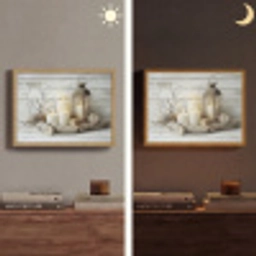 Stilleven - Wit - Kaarsen - Rustiek - Natuur Light Box met batterij (Wandlamp) middel -sfeer3