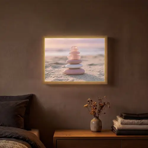 Stenen - Zand - Roze Light Box met batterij (Wandlamp) middel -sfeer4