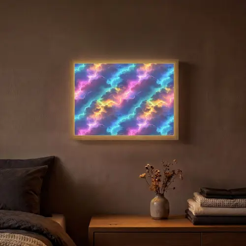 Storm - Bliksem - Regenboog Light Box met batterij (Wandlamp) middel 907 -sfeer4