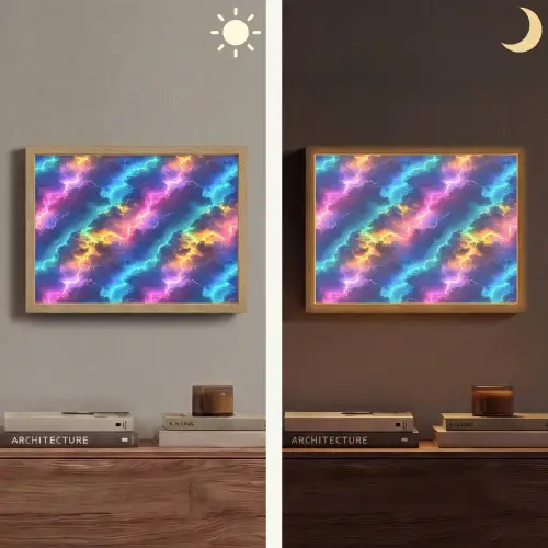 Storm - Bliksem - Regenboog Light Box met batterij (Wandlamp) middel 907 -sfeer3