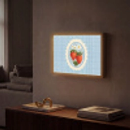 Aardbeien - Lijst - Rood - Geruit Light Box met batterij (Wandlamp) middel -sfeer1