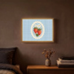 Aardbeien - Lijst - Rood - Geruit Light Box met batterij (Wandlamp) middel -sfeer4