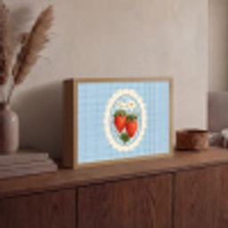 Aardbeien - Lijst - Rood - Geruit Light Box met batterij (Wandlamp) middel -sfeer2