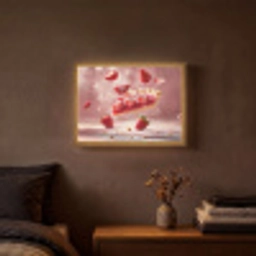 Aardbei - Taart- Eten - Roze Light Box met batterij (Wandlamp) middel -sfeer4