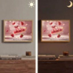 Aardbei - Taart- Eten - Roze Light Box met batterij (Wandlamp) middel -sfeer3