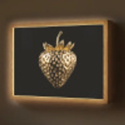 Aardbei - Goud - Zwart - Chrome Light Box met batterij (Wandlamp) middel -z3d_website