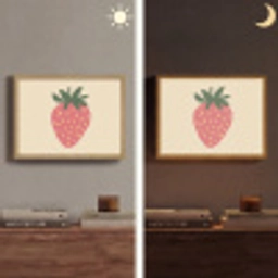Aardbei - Minimalistisch - Rood - Fruit Light Box met batterij (Wandlamp) middel -sfeer3