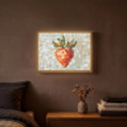 Aardbei - Rood - Mozaïek - Fruit Light Box met batterij (Wandlamp) middel -sfeer4