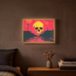 Straat - Verlaten - Schedel - Geel Light Box met batterij (Wandlamp) middel -sfeer4