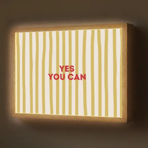 Strepen - Abstract - Yes you can - Rood Light Box met batterij (Wandlamp) middel -z3d_website