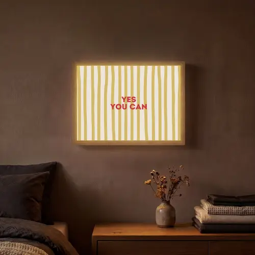Strepen - Abstract - Yes you can - Rood Light Box met batterij (Wandlamp) middel -sfeer4