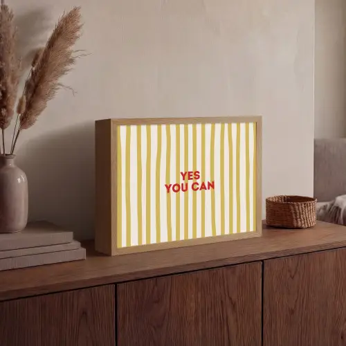 Strepen - Abstract - Yes you can - Rood Light Box met batterij (Wandlamp) middel -sfeer2