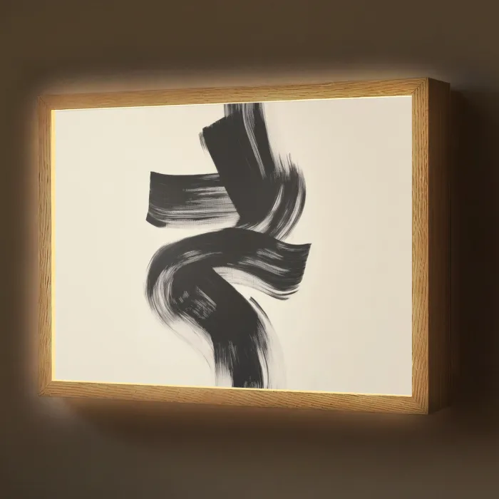 Strepen - Zwart - Abstract Light Box met batterij (Wandlamp) middel -z3d_website