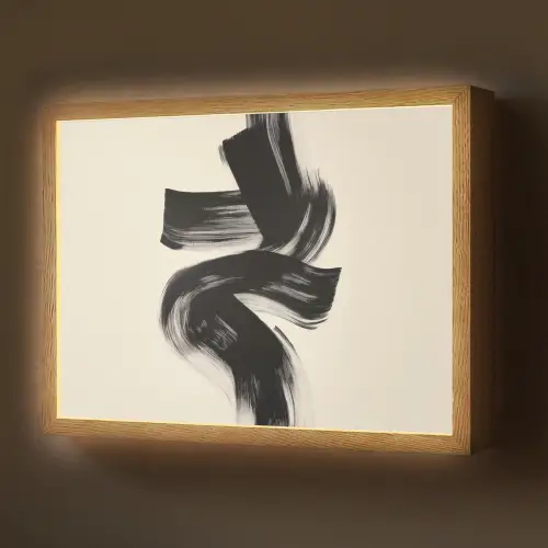 Strepen - Zwart - Abstract Light Box met batterij (Wandlamp) middel -z3d_website