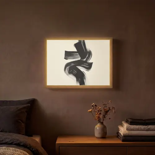Strepen - Zwart - Abstract Light Box met batterij (Wandlamp) middel -sfeer4
