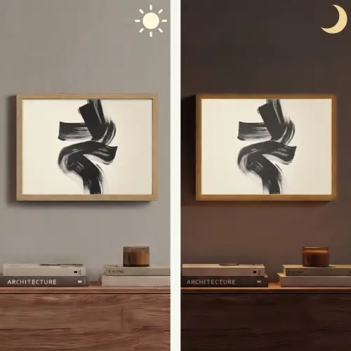 Strepen - Zwart - Abstract Light Box met batterij (Wandlamp) middel -sfeer3