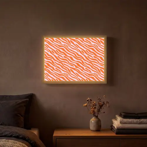 Strepen - Dynamisch - Oranje Light Box met batterij (Wandlamp) middel 907 -sfeer4