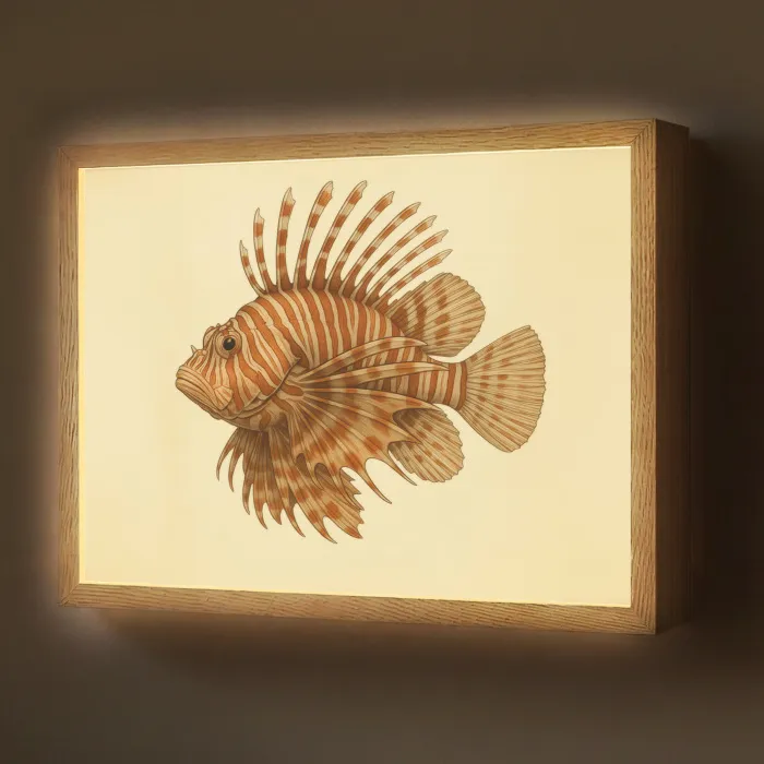 Strepen - Vis - Rond - Stekels Light Box met batterij (Wandlamp) middel -z3d_website
