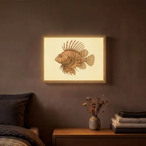 Strepen - Vis - Rond - Stekels Light Box met batterij (Wandlamp) middel -sfeer4