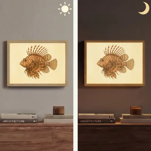 Strepen - Vis - Rond - Stekels Light Box met batterij (Wandlamp) middel -sfeer3