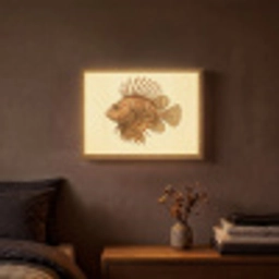 Strepen - Vis - Rond - Stekels Light Box met batterij (Wandlamp) middel -sfeer4
