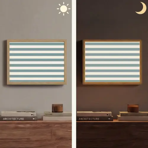 Strepen - Modern - Blauw Light Box met batterij (Wandlamp) middel 907 -sfeer3