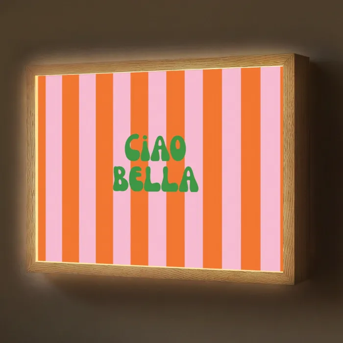 Strepen - Oranje - Verticaal - Ciao bella Light Box met batterij (Wandlamp) middel -z3d_website
