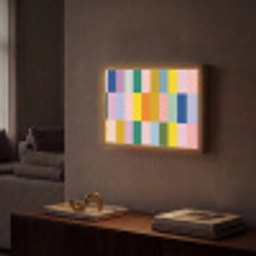 Stroken - Blauw - Patroon - Abstract Light Box met batterij (Wandlamp) middel -sfeer1