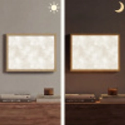 Subtiel - Structuur - Beige Light Box met batterij (Wandlamp) middel 907 -sfeer3