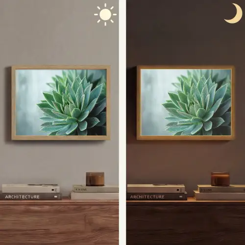 Vetplant - Bladeren - Groen - Wazig Light Box met batterij (Wandlamp) middel -sfeer3