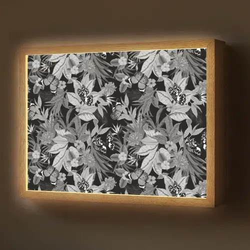 Zomer - Vlinder - Zwart - Grijs Light Box met batterij (Wandlamp) middel 907 -z3d_website