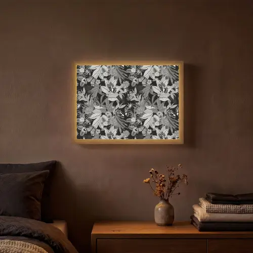 Zomer - Vlinder - Zwart - Grijs Light Box met batterij (Wandlamp) middel 907 -sfeer4