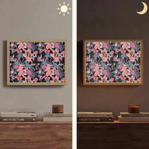 Zomer - Vlinder - Zwart - Roze Light Box met batterij (Wandlamp) middel 907 -sfeer3