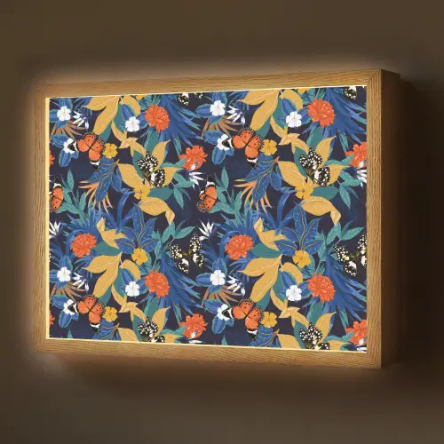 Zomer - Vlinder - Marineblauw - Blauw Light Box met batterij (Wandlamp) middel 907 -z3d_website