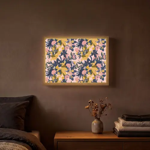 Zomer - Vlinder - Roze - Geel Light Box met batterij (Wandlamp) middel 907 -sfeer4