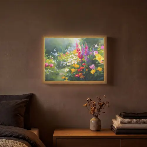 Zomertuin - Sfeervol - Bloemen Light Box met batterij (Wandlamp) middel -sfeer4